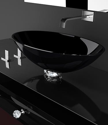 Vasque en Verre Noir Ebène (65B)