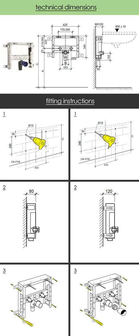 Info Techniques Sur  Support Super Mince de Suspension de Lavabo Encastr dans le Mur  (53B)