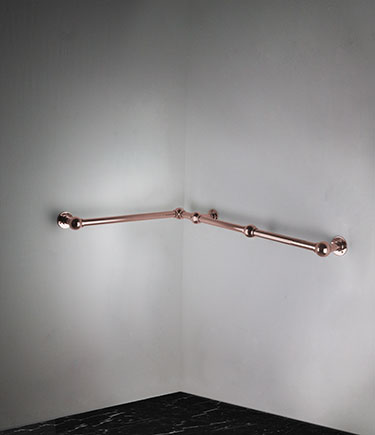 Barre d'appui d'angle en or rose articulée à rotule (153NRG)