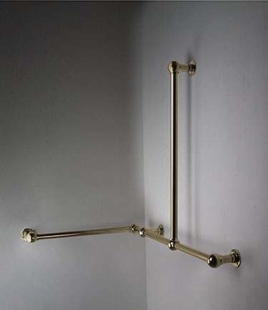 Barre d'appui en forme de L d'angle en laiton articulée à rotule (153PBR)