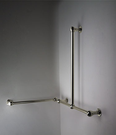 Barre d'appui en forme de L, en nickel, à rotule (153PN)