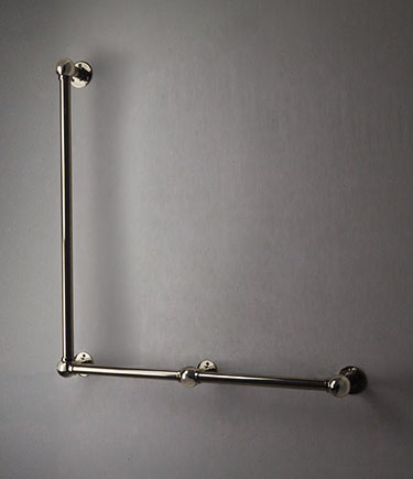 Barre d'appui en forme de L articulée à rotule, en nickel (153LN)