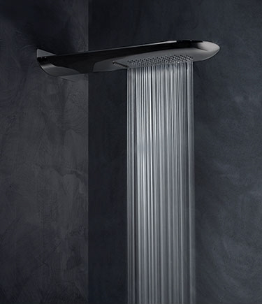 Pommeau de douche à effet pluie et cascade Dorsal, noir chromé (75EBC)