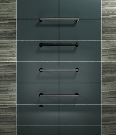 Radiateur porte-serviettes flottant électrique chromé noir (58ELBC)