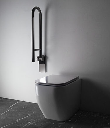 Barre d'appui pour toilettes à charnière, chrome noir (150GBC)