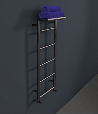 Radiateur sèche-serviettes chromé noir avec étagère de rangement (58CBC)