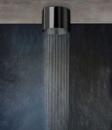 Pommeau de Douche Cylindre Noir Chrome Monté au Plafond (75BBC)