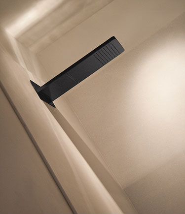 Pommeau de douche Koi noir chromé avec fonctions cascade et LED (78HBL)