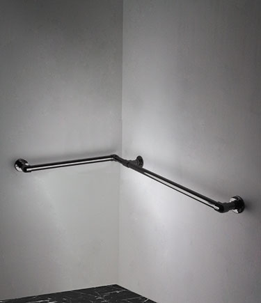 Barre d'appui d'angle classique en chrome noir (150NBC)
