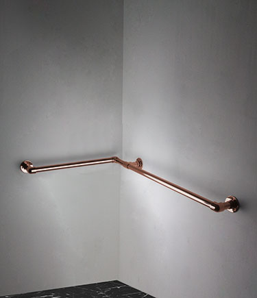 Barre d'appui d'angle en cuivre classique (150NC)
