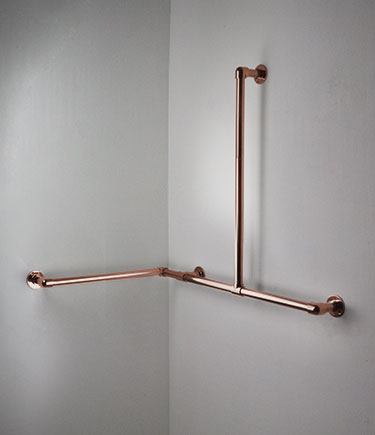 Barre d'appui d'angle classique en forme de L en cuivre (150PC)