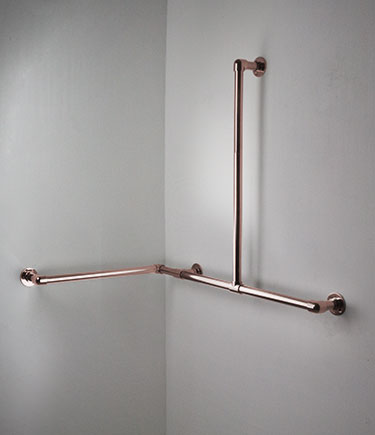 Barre d'appui d'angle classique en forme de L en or rose (150PRG)