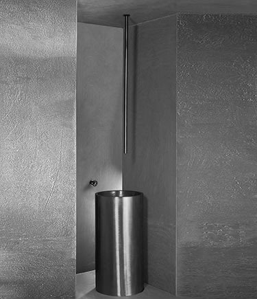 Bec de lavabo à fixation au plafond, chrome noir Forge (87EBC)