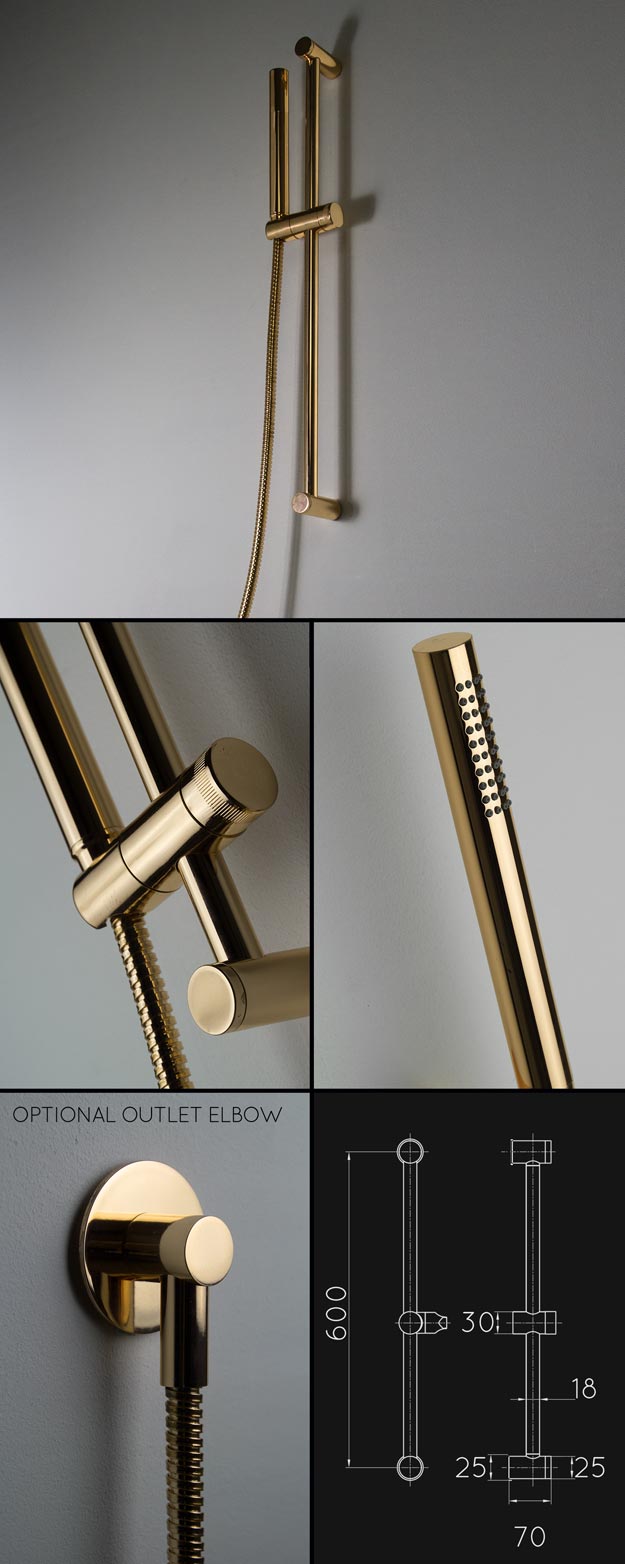 en Or Pomme de Douche en Or réglable Kara