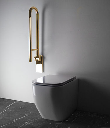 Barre d'appui pour toilettes à charnière dorée (150GG)