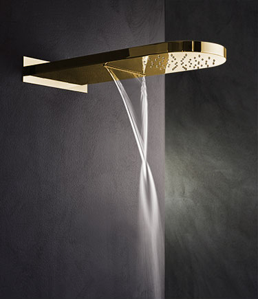 Pommeau de douche pluie et cascade en or pur (75CG)