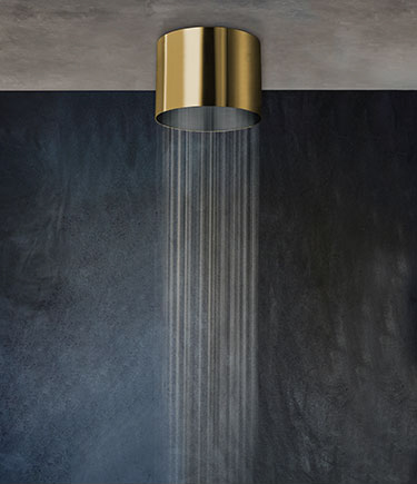 Pommeau de douche monté au plafond, cylindre doré (75BG)