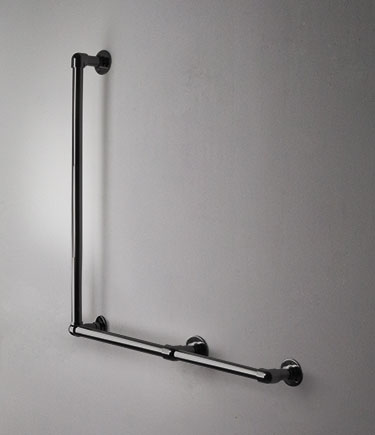 Barre d'appui classique en forme de L chrome noir (150LBC)