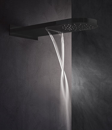 Pommeau de douche pluie et cascade noir mat pur (75CMB)