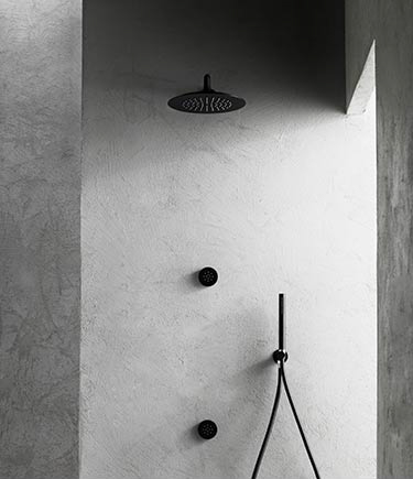 Pommeau de Douche à Pluie Fixe Mural Noir Mat (78N)
