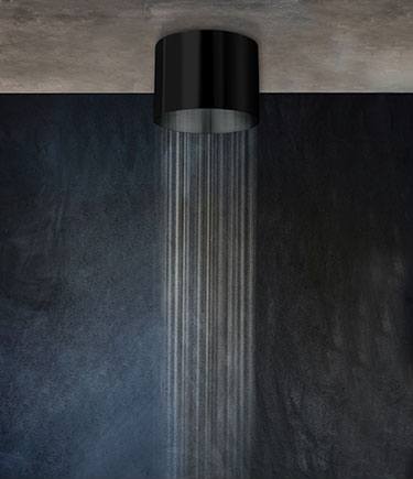 Pommeau de Douche Cylindre Noir Mat à Fixation au Plafond (75BMB)