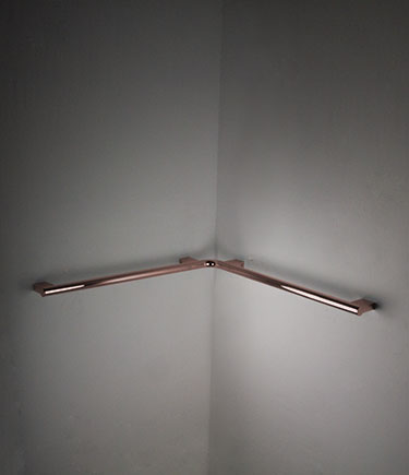Barre d'appui d'angle moderne en or rose (151NRG)