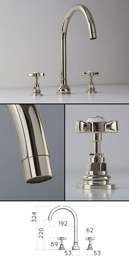 Robinetterie de Lavabo 3 Pices Classique Nickel (49CC)