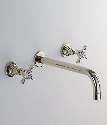 Robinetterie Murale de Lavabo Classique Nickel (49DD)