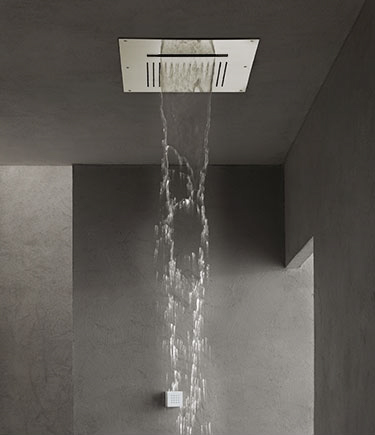Pommeau de douche à cascade et pluie au plafond Duet, nickel (78RN)