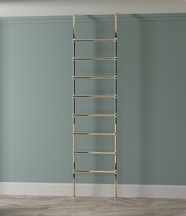 Sèche-serviettes sur pied à rotules, finition nickel, du sol au plafond (59QN)