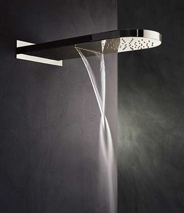 Pommeau de douche pluie et cascade en nickel pur (75CN)