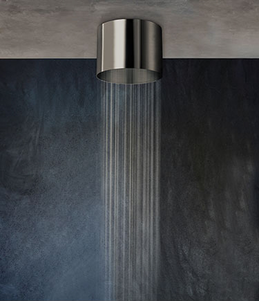Pommeau de douche cylindrique à fixation au plafond, nickel (75BN)