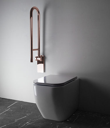Barre d'appui pour toilettes à charnière en or rose (150GRG)