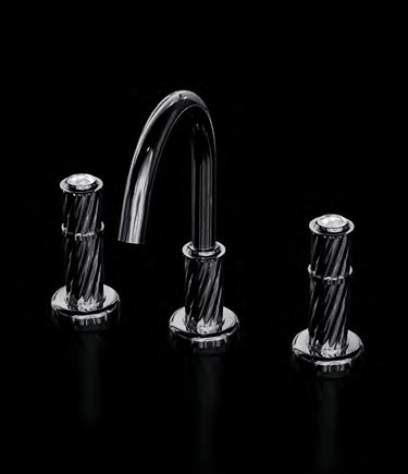 Robinet de Lavabo à Pont Twist Noir Chrome 3 Pièces (47BCE)