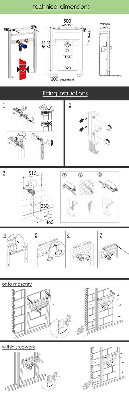 Info Techniques Sur  Support Super Mince de Montage des Lavabos  (53A)