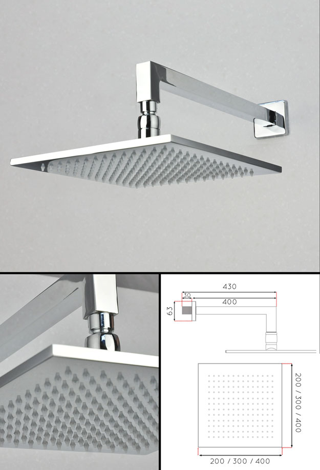 Grande Pomme de Douche Carre Jumbo Fixe (77X)