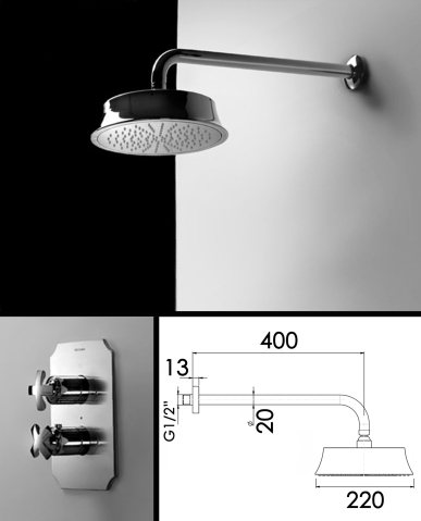 Pomme de Douche Fixe et Bras Mural Coox (36E)